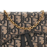 Oblique Saddle Chain Long Wallet  Blue
