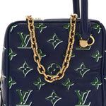 Lambskin Embossed Monogram Square Bag Blue Green