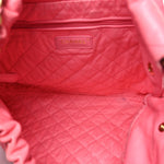 Shiny Calfskin Quilted Chanel 22 Drawstring Bag Coral Pink