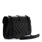 Grain De Poudre Textured Mixed Matelasse Triquilt Small Monogram Monochrome Satchel Black