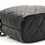 Caviar Quilted Hobo Clutch With Chain  Black