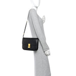 Box Calfskin Medium Classic Box Flap Bag Black
