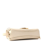 Calfskin Chevron Quilted Small Medal Flap White