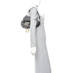 Oblique Embroidered Saddle Bag Blue