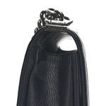 Goatskin Quilted Patent Medium Duo Boy Flap Dark Blue