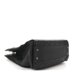 Goatskin Quilted Small Perfect Edge Shopping Tote Black