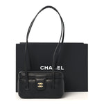 Shiny Caviar Preppy Coco Long Vanity With Strap Black