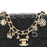 Lambskin Quilted Mini Coco Charms Rectangular Flap Black