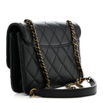 Sheepskin Quilted Mini Beauty Lock Flap Black