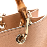 Pebbled Calfskin Medium Bamboo Shopper Tote Camelia