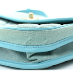 Denim Quilted Small Messenger Flap Neon Blue