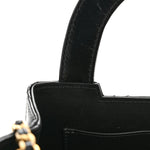 Shiny Aged Calfskin Quilted Nano Kelly Shopper Black