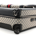 GG Supreme Monogram Textured Dollar Calfskin Web Large Savoy Trolley Suitcase Beige Blue