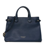 Derby Calfskin House Check Medium Banner Tote Ink Blue