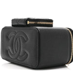 Caviar Quilted Top Handle Pocket Vanity Case Black