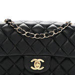 Lambskin Quilted Mini Rectangular Flap Black
