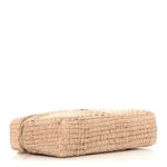 Braided Raffia Quilted Top Handle Slim Vanity Case With Chain Beige
