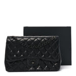 Lambskin Quilted Jumbo Double Flap So Black
