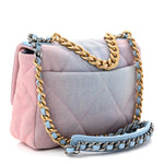 Denim Quilted Medium Chanel 19 Flap Blue Pink