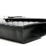 Grain De Poudre Textured Mixed Matelasse Triquilt Medium Monogram Monochrome Satchel Black