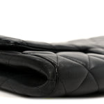 Lambskin Quilted Clutch With Chain Flap Black
