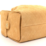 Suede Quilted Small Chanel 25 Handbag Beige