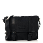 Nylon Monogram Double Buckle Flap Messenger Bag Black