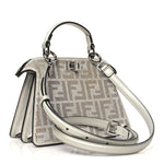 Iridescent Crystal Vitello Laminato Suede FF Petite Peekaboo I SEE U Satchel Cappuccino