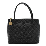 Caviar Quilted Medallion Tote Black