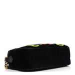 Velvet Matelasse Deer Embroidered Small GG Marmont Chain Shoulder Bag Black