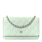 Caviar Quilted Wallet on Chain WOC Light Blue