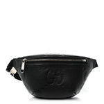 Piuma Calfskin Jumbo GG Embossed Small Belt Bag Black