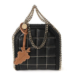 Vegan Leather Quilted Tiny Falabella Tote Black