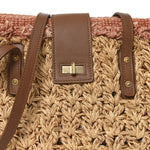 Straw Raffia Tote Natural Pink