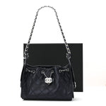 Metallic Caviar Quilted Mini Chanel 25 Handbag Dark Blue