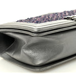 Tweed Metallic Lambskin Medium Boy Flap Silver