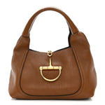 Grained Calfskin Softbit Medium Shoulder Bag Brown