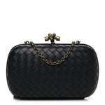 Nappa Intrecciato Chain Knot Clutch Black