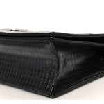 Metallic Patent Micro-Cannage Medium Diorama Flap Bag Onyx Black