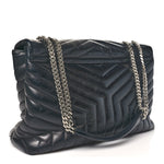 Calfskin Y Quilted Monogram Large Loulou Chain Satchel Black