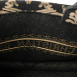 Canvas Embroidered Large Ornamental Cornely Effect Book Tote Black Beige