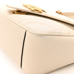Calfskin Matelasse Small GG Marmont Shoulder Bag White