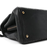 Shiny Sheepskin Quilted Large Trapezio Flap Black