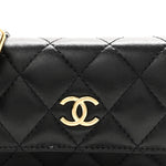 Lambskin Quilted Enamel Mini Belt Bag Black
