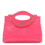 Shiny Crumpled Calfskin Quilted Nano 31 Shopping Bag Pink