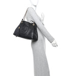 Pebbled Calfskin Medium Soho Chain Shoulder Bag Black