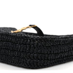 Raffia Calfskin Le 5 A 7 Mini Hobo Black