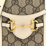 GG Supreme Monogram Azalea Calfskin Mini Horsebit 1955 Crossbody Bag Beige Ebony Mystic White
