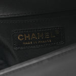 Calfskin Chevron Quilted Medium Boy Flap Black