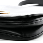 Roxy Calfskin Web Medium Blondie Top Handle Shoulder Flap Bag Black